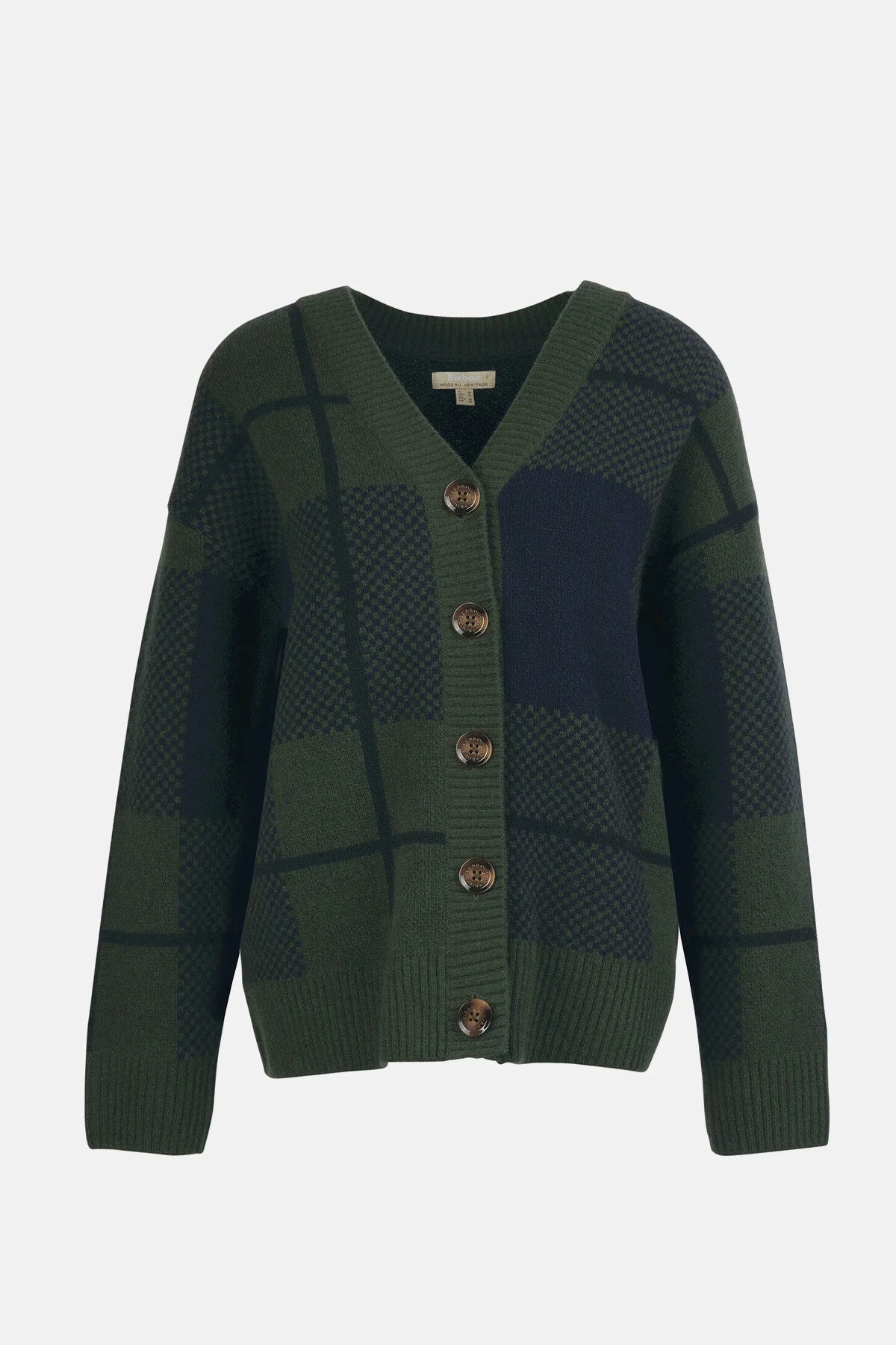 Marie Cardigan - BLACK/SAGE TARTAN