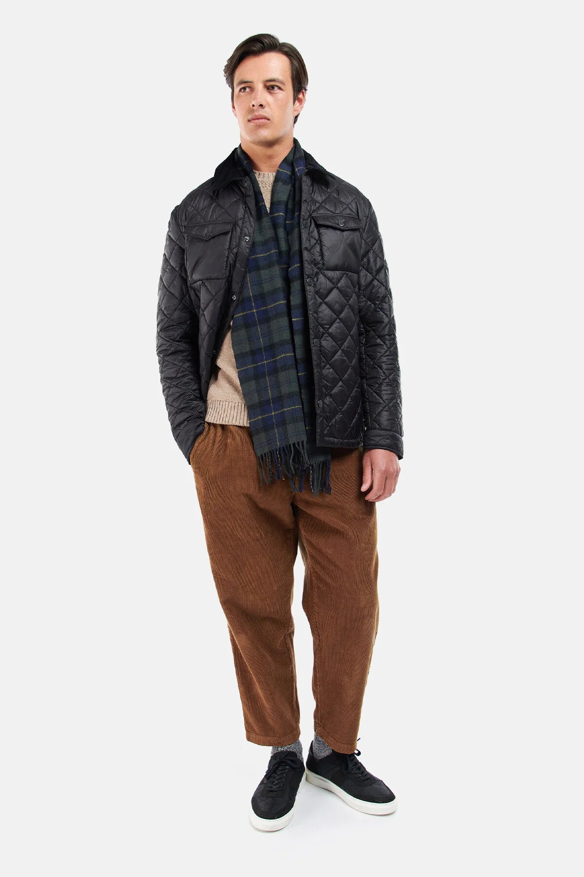 Tartan Lambswool Scarf - OLIVE NIGHT