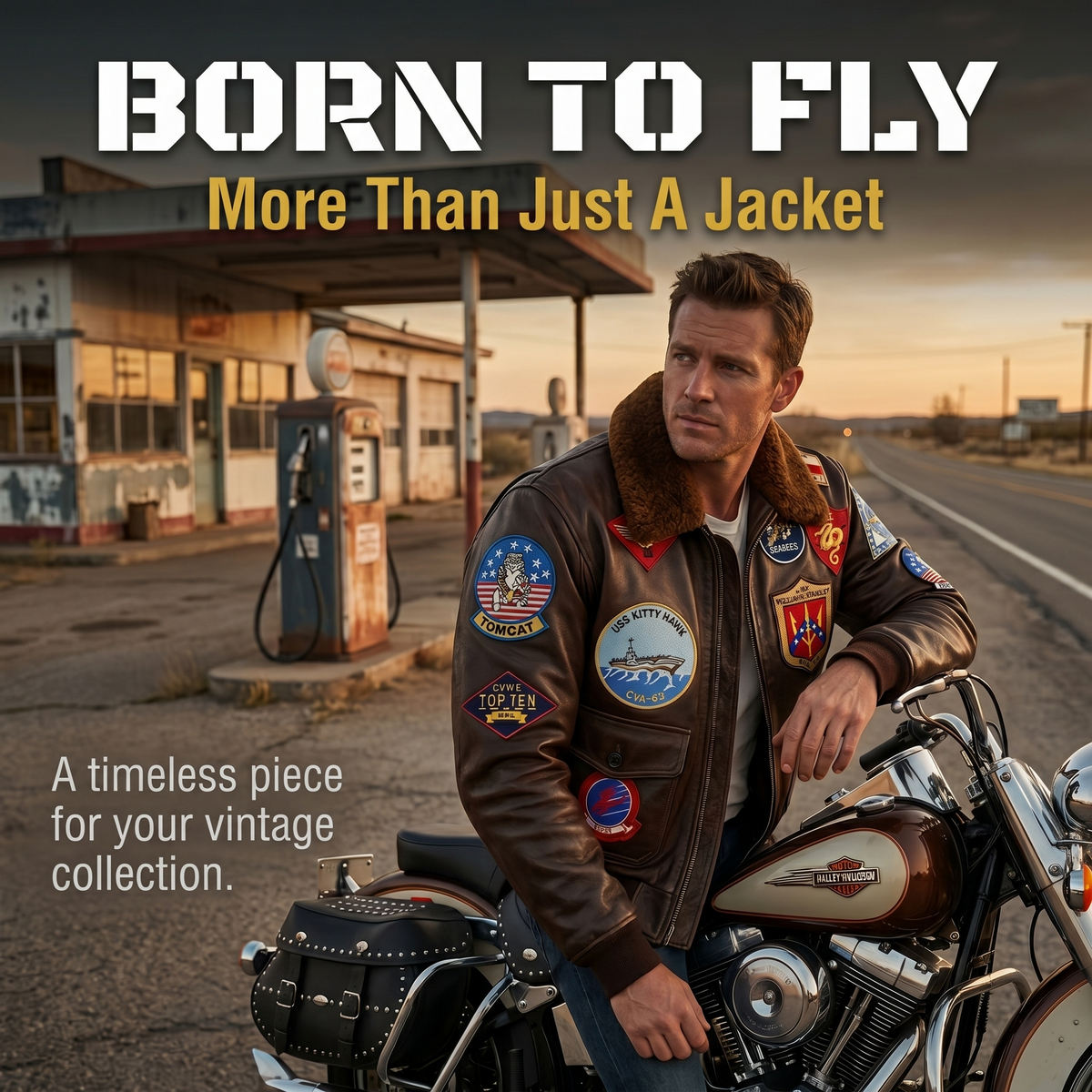 TOP-FUN Leather Bomber Jacket-J10