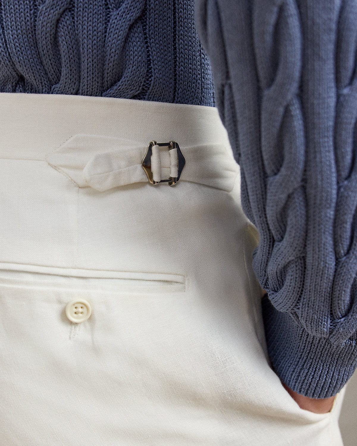Gregory Hand-Tailored Linen Trouser Optic White