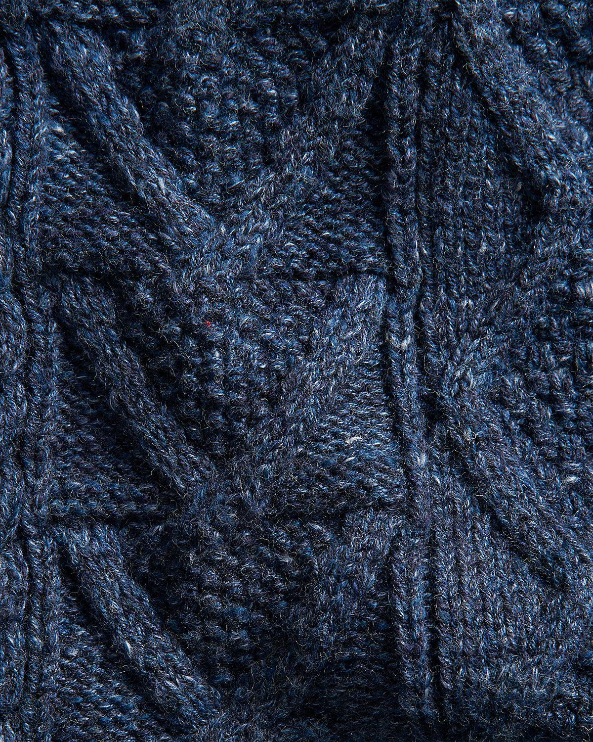 Aran-Knit Cotton Cardigan Navy Heather