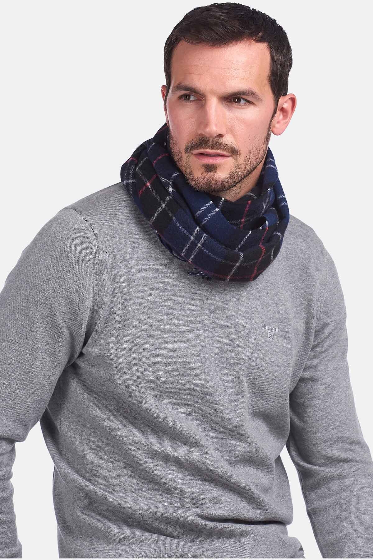 Tartan Lambswool Scarf - NAVY/RED