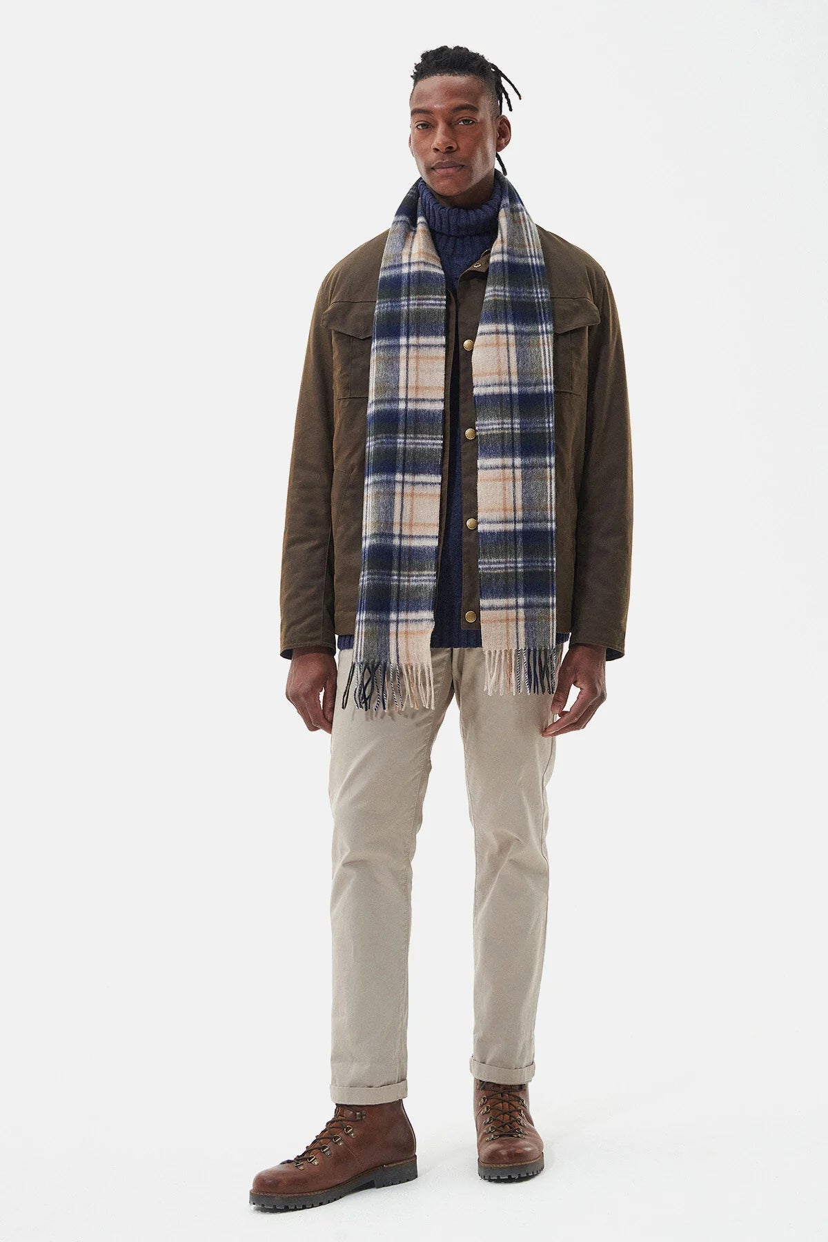 New Check Tartan Scarf - SAND BEIGE PLAID