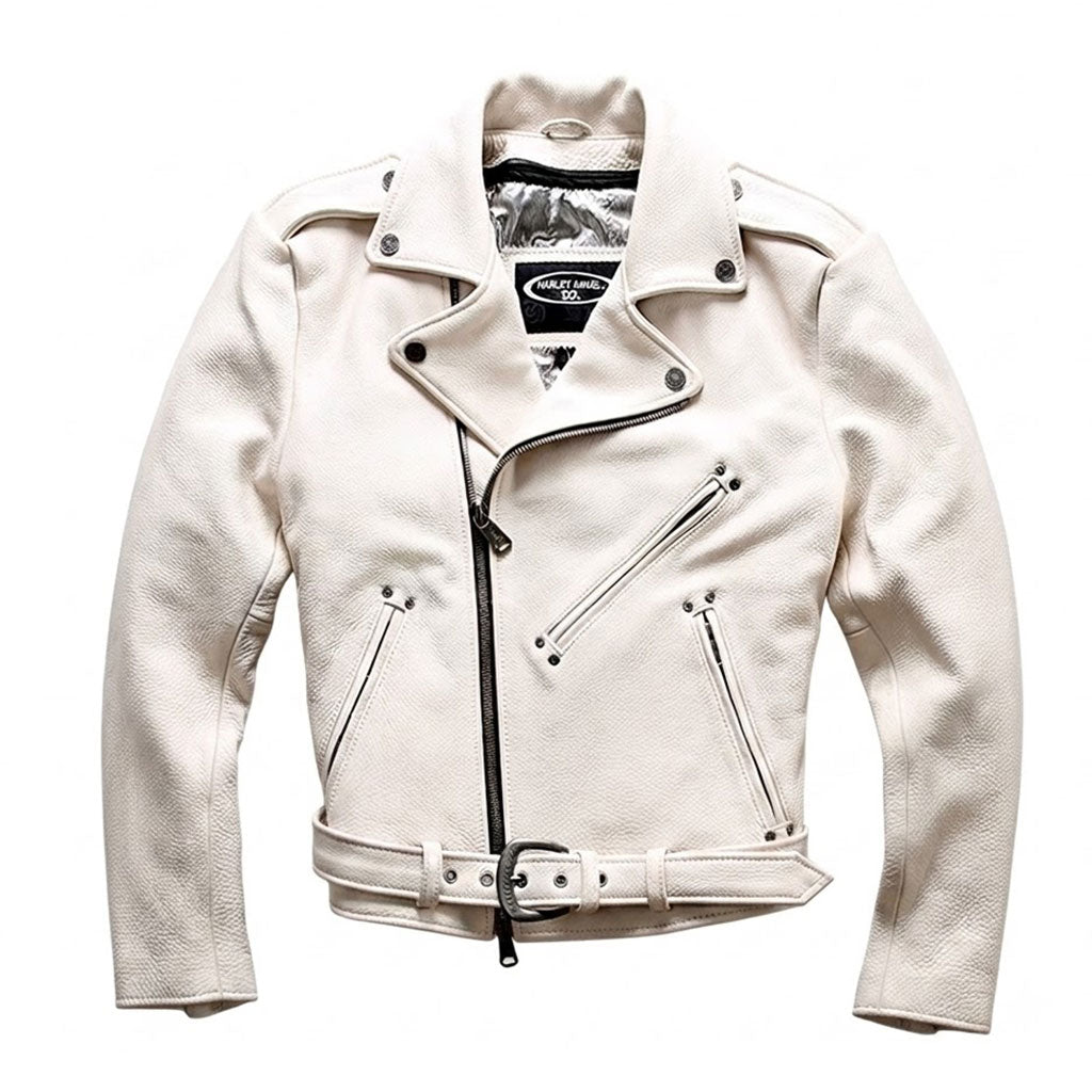 White casual genuine cowhide jacket-J28