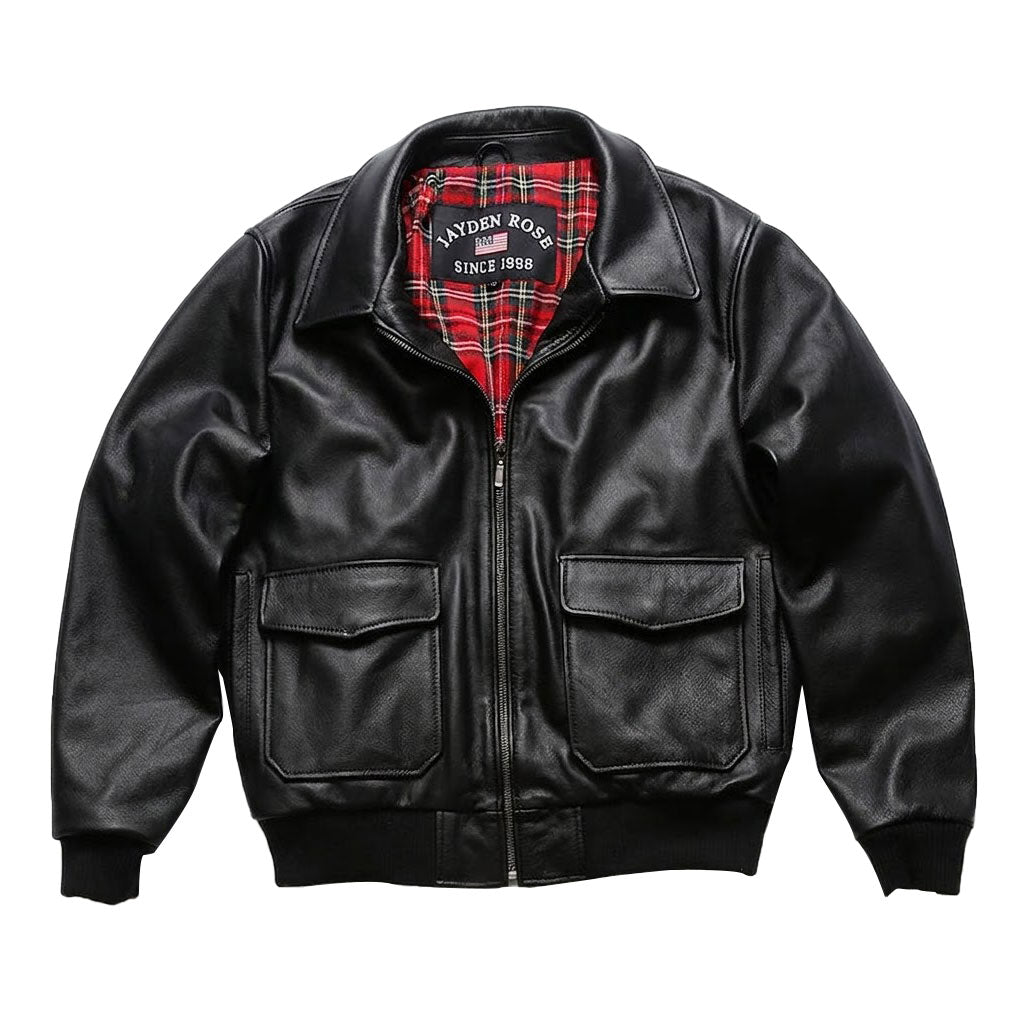 G1 Genuine Leather Bomber Jacket - J49