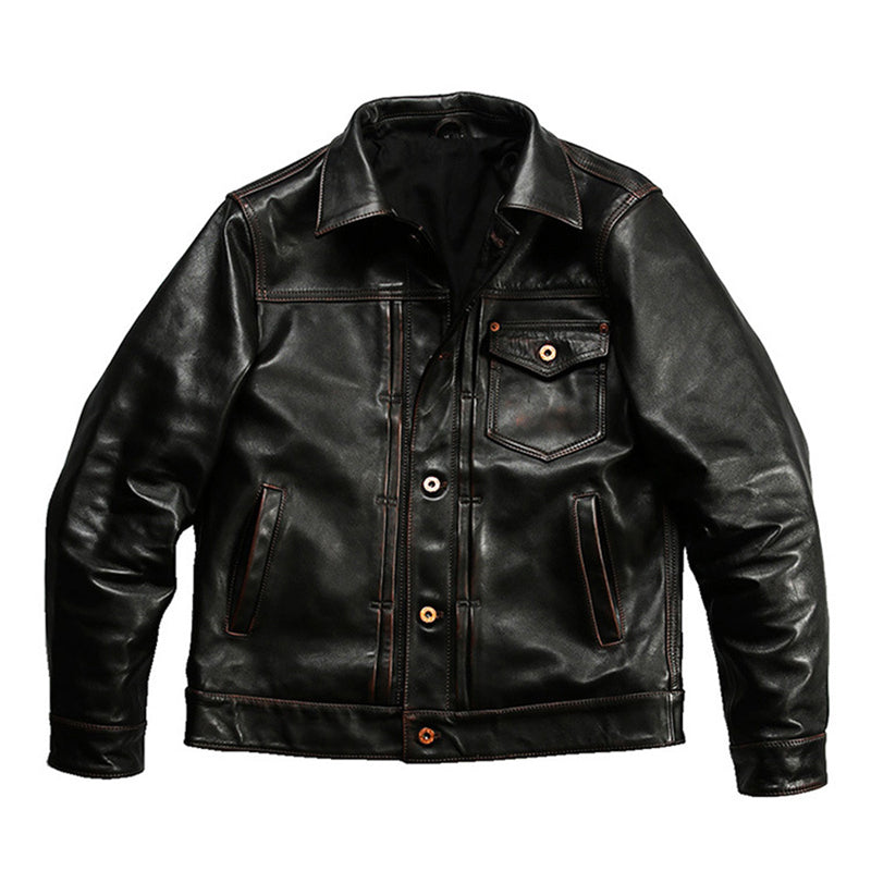 Japanese retro casual leather jacket-J05