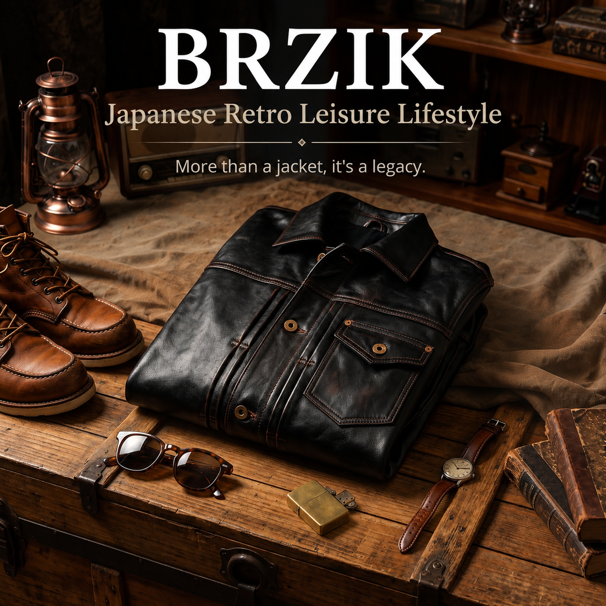 Japanese retro casual leather jacket-J05