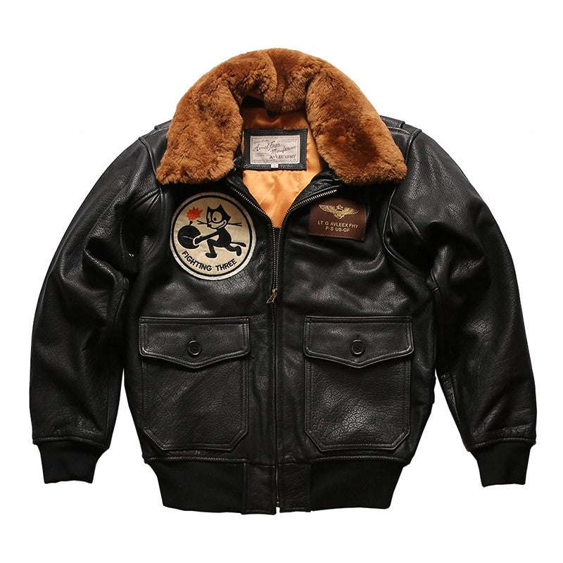Men's sea and air pilot leather jacket-J03