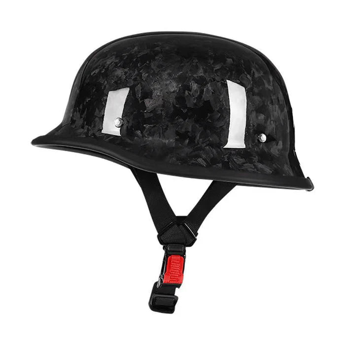 Retro German-Style Carbon Fiber Half Helmet - H24