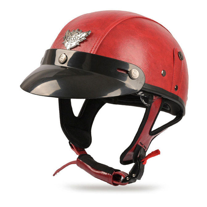 Retro cruiser motorcycle helmet with concealed inner visor-H45