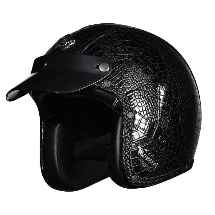 Retro Matte Leather Motorcycle Half Helmet-H25