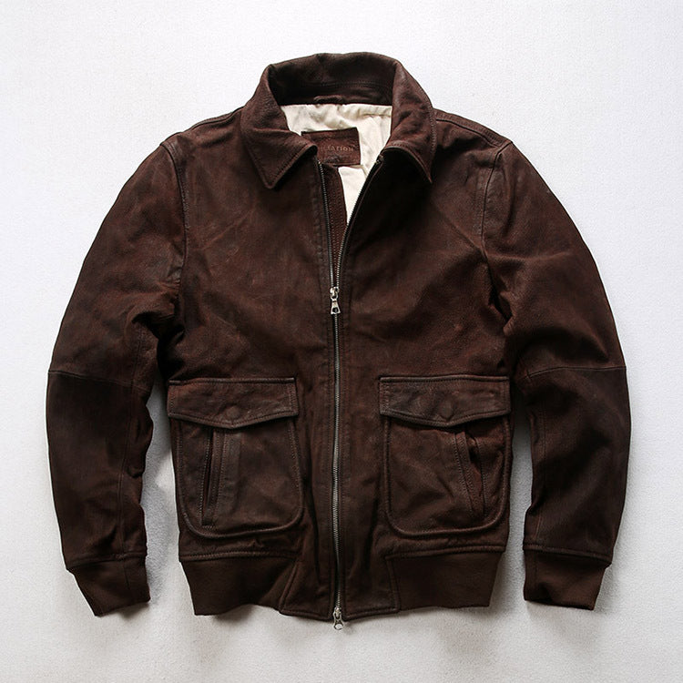 Vintage distressed A2 Pakistani goatskin flight jacket - J43