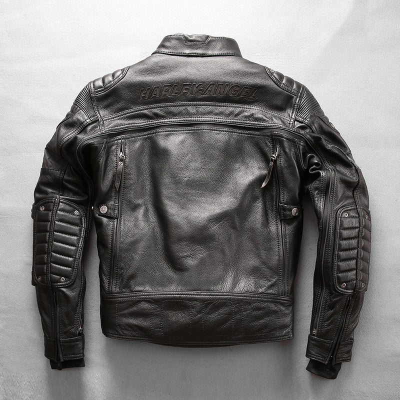 Detachable 4-piece cowhide motorcycle leather jacket-J29