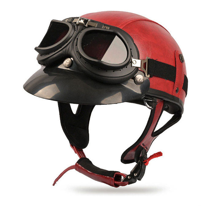 Retro cruiser motorcycle helmet with concealed inner visor-H45