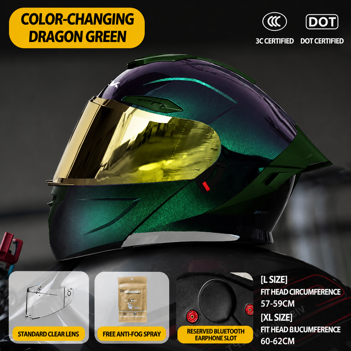 Chameleon Flip Up Motorcycle Helmet-H29