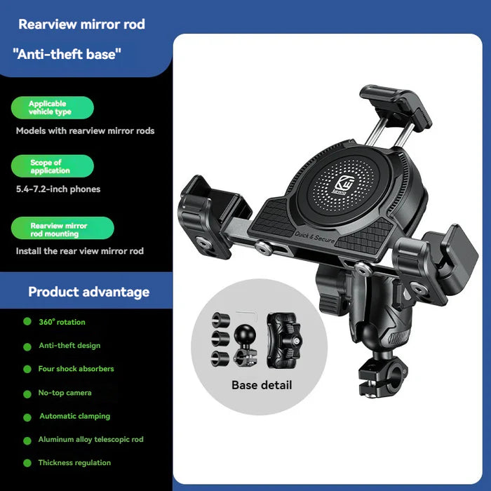 No-blocking camera shock-absorbing anti-theft motorcycle phone holder-S05