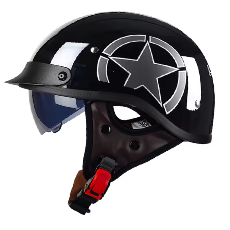 Retro-style cruiser motorcycle half helmet-H40