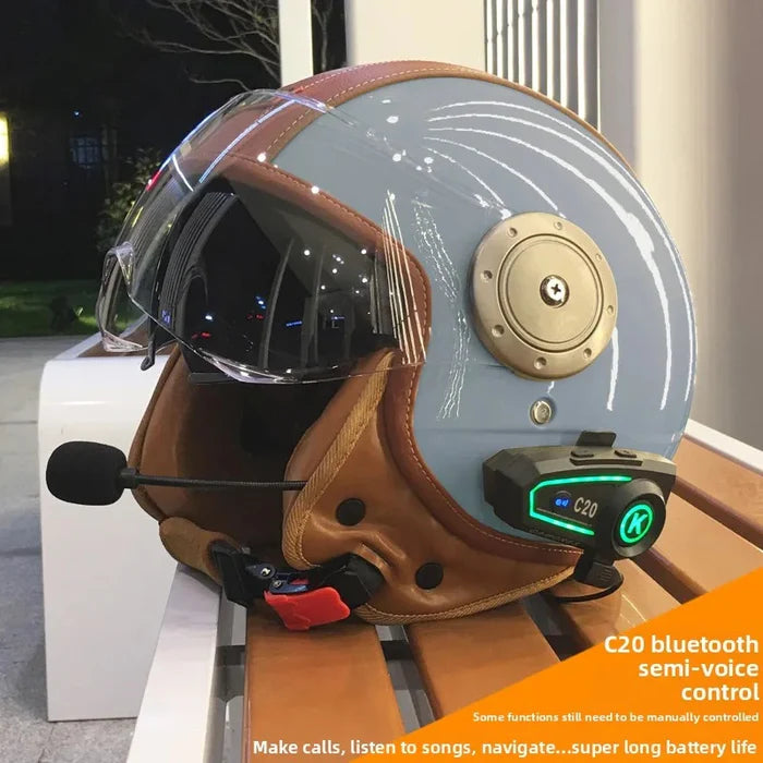 Dual-lens open-back Bluetooth motorcycle helmet-H21