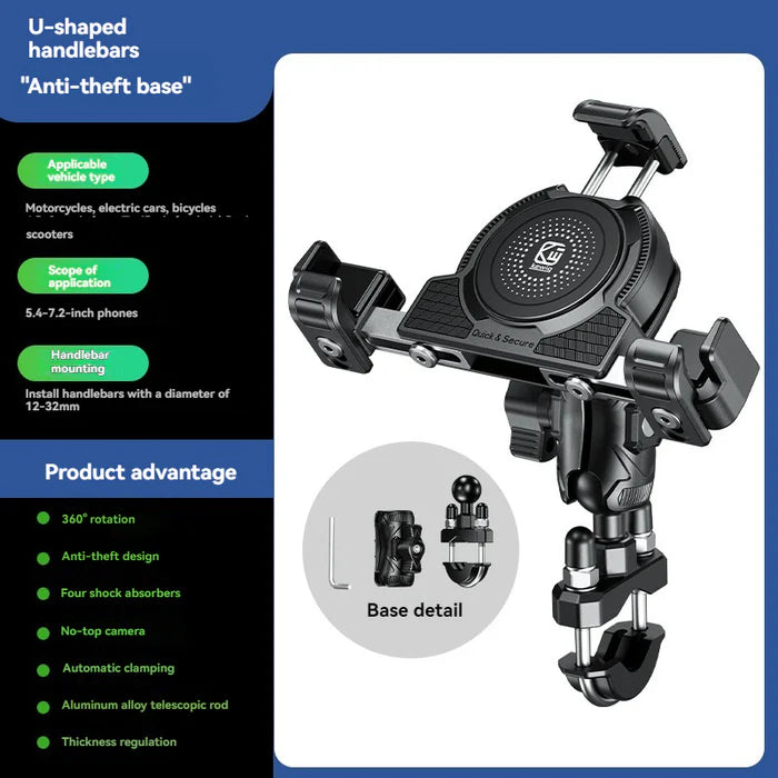 No-blocking camera shock-absorbing anti-theft motorcycle phone holder-S05