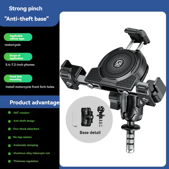No-blocking camera shock-absorbing anti-theft motorcycle phone holder-S05