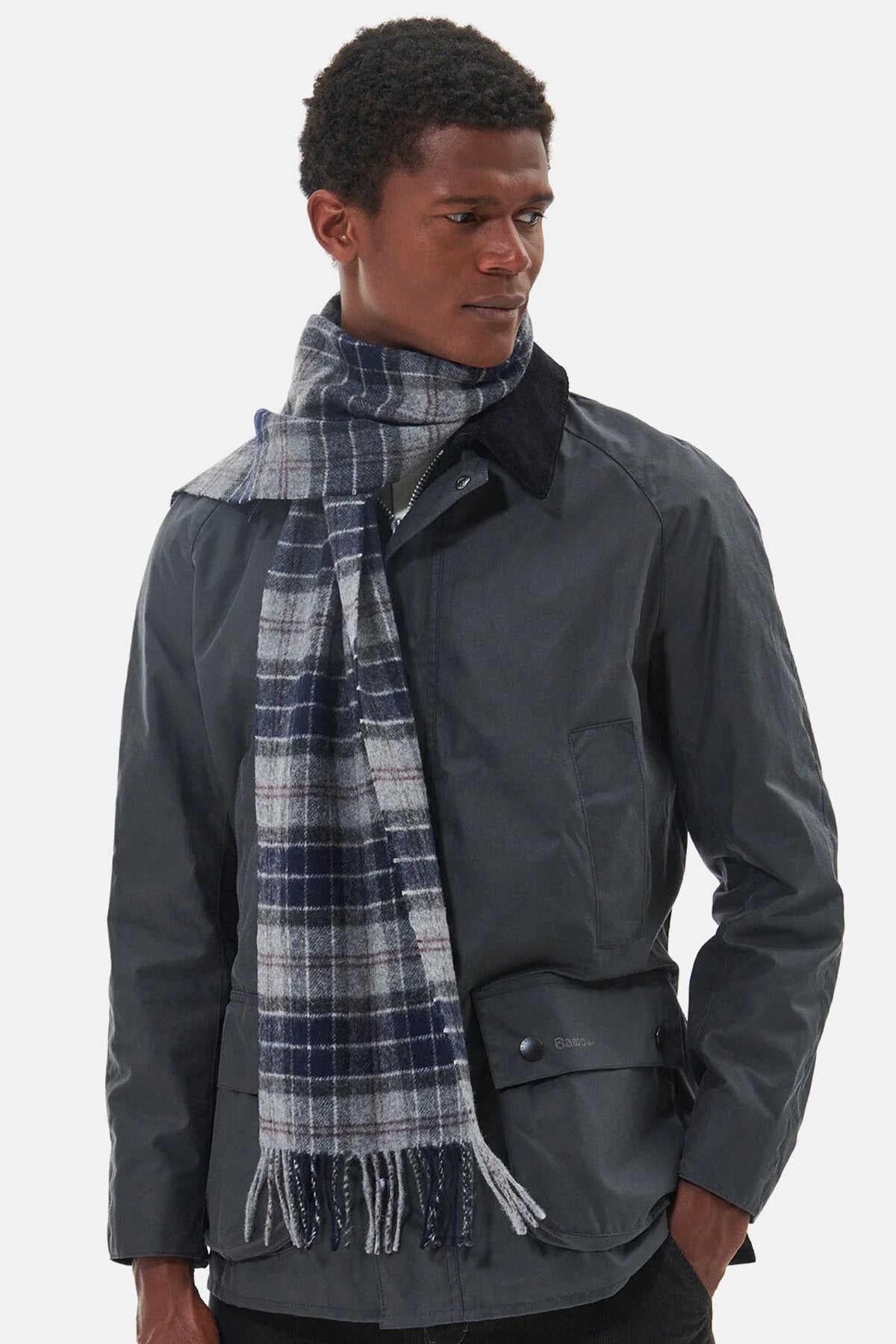 Tartan Lambswool Scarf - BLACK SLATE TARTAN