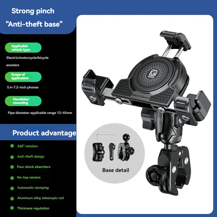 No-blocking camera shock-absorbing anti-theft motorcycle phone holder-S05