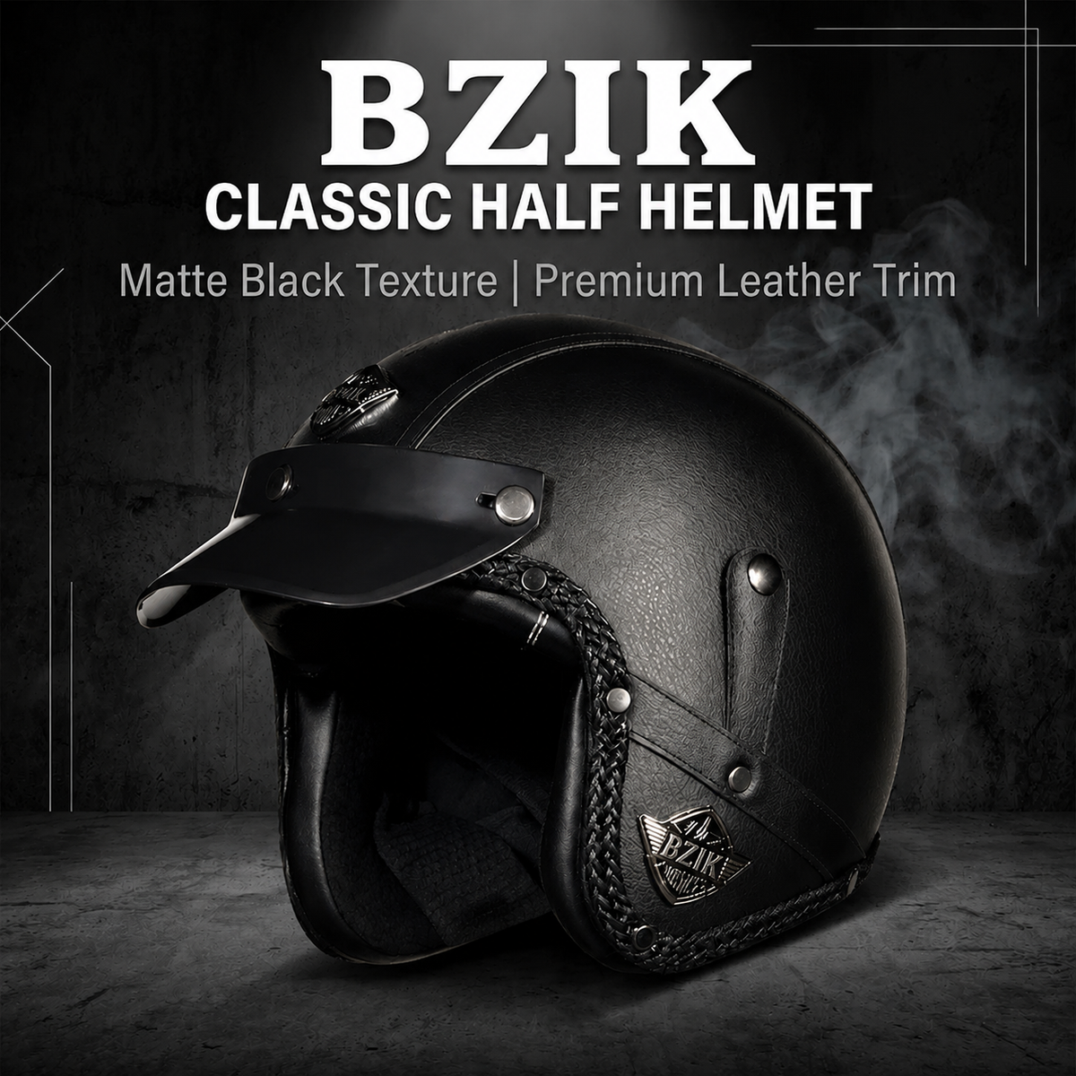 Retro Matte Leather Motorcycle Half Helmet-H25