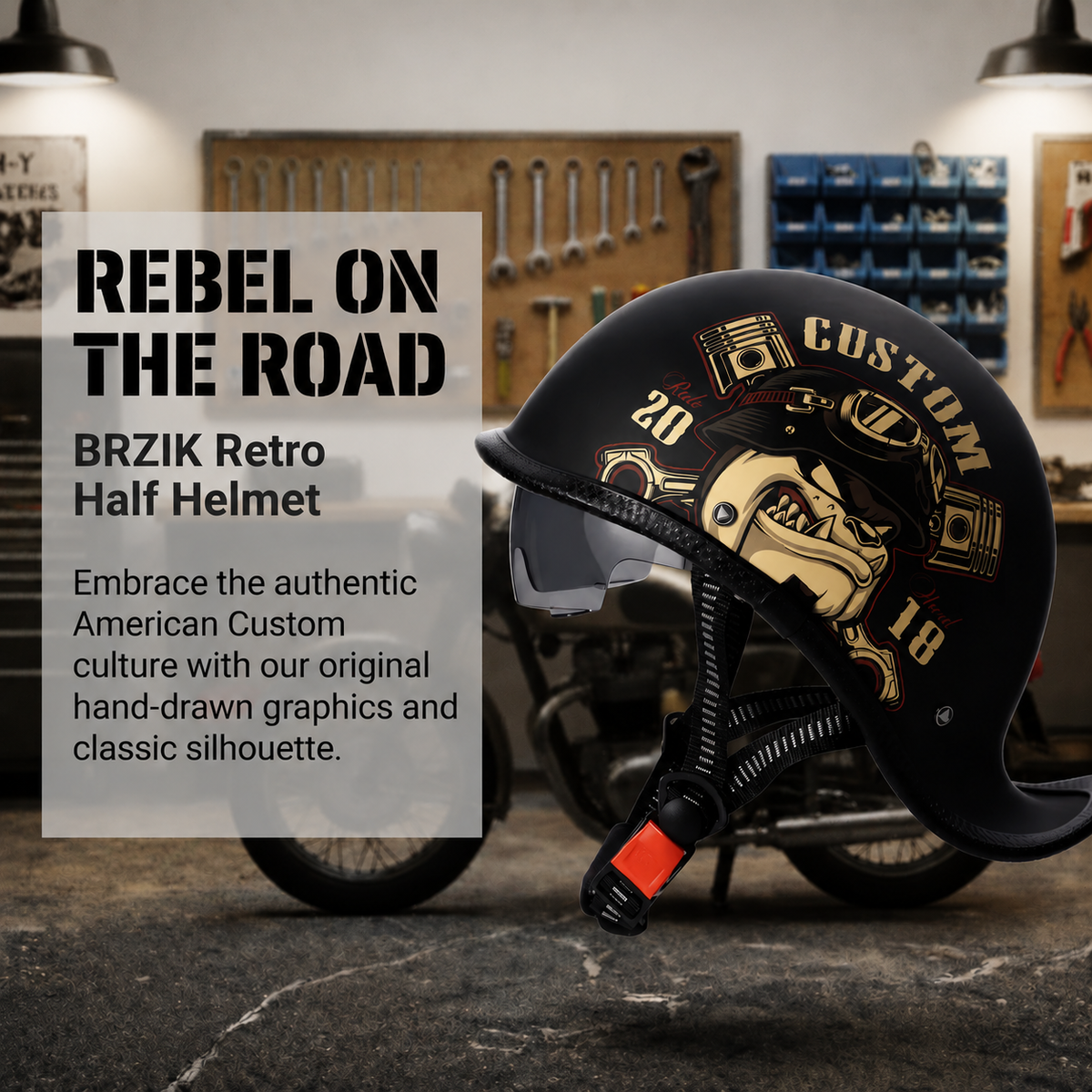 Retro motorcycle half helmet-H44