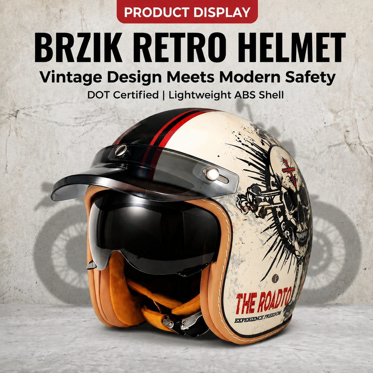 Retro open-face motorcycle helmet- H25