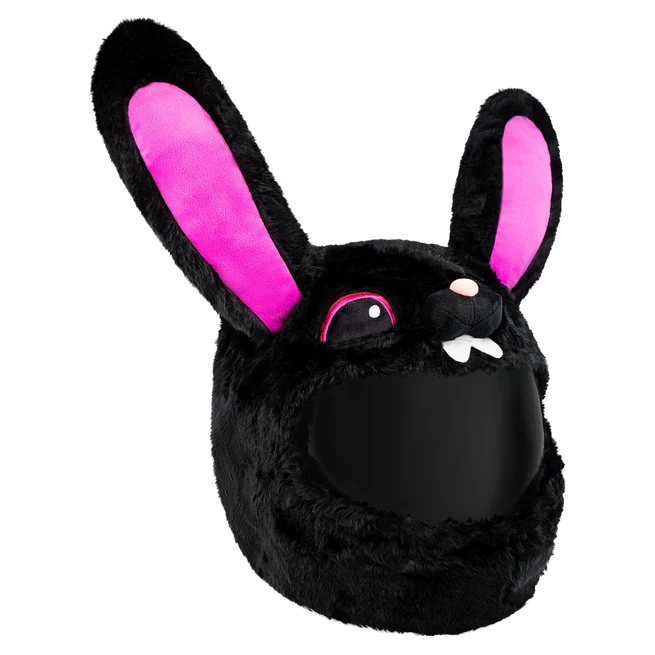 Motorcycle Helmet Cover - Black & Pink Bunny