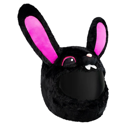 Motorcycle Helmet Cover - Black & Pink Bunny