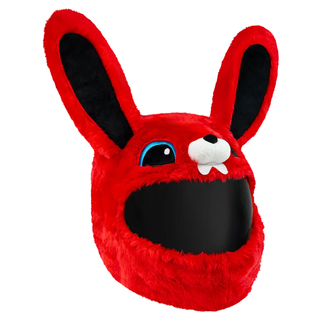 Motorcycle Helmet Cover - Red Bunny