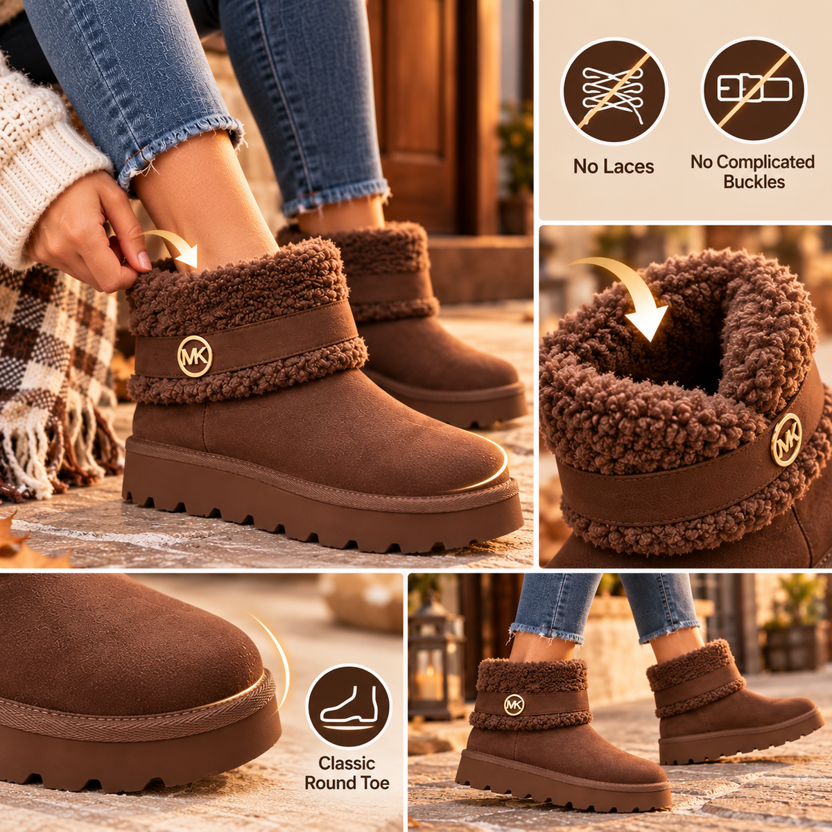 ☁️ Winnie Cozy Faux Shearling Boots – Soft Slip-On Everyday Comfort