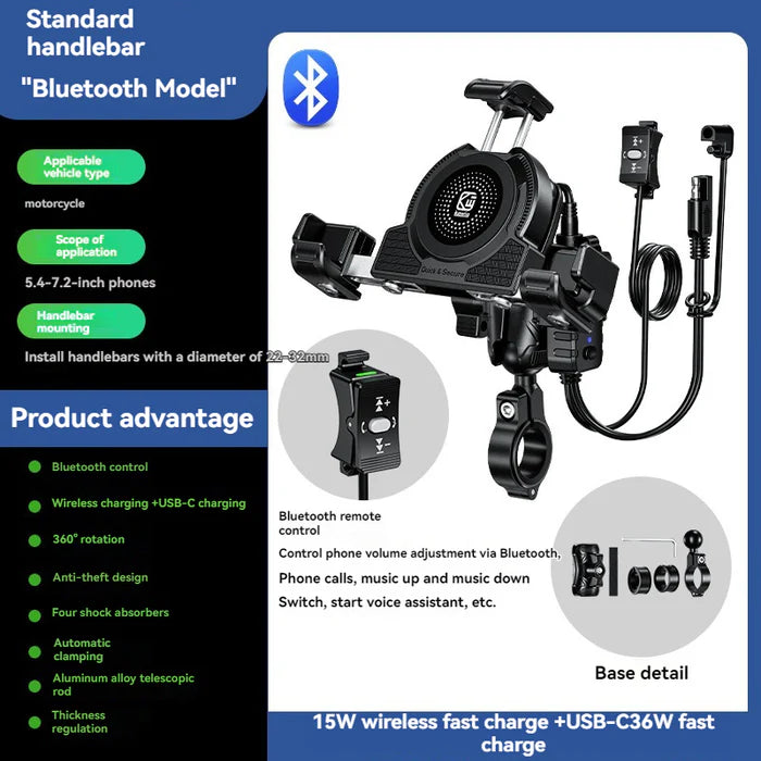 No-blocking camera shock-absorbing anti-theft motorcycle phone holder-S05