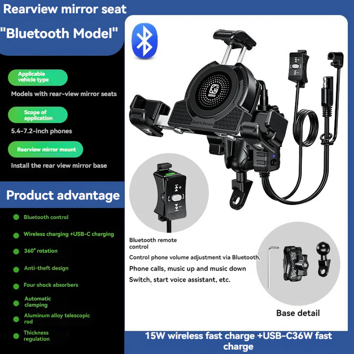 No-blocking camera shock-absorbing anti-theft motorcycle phone holder-S05