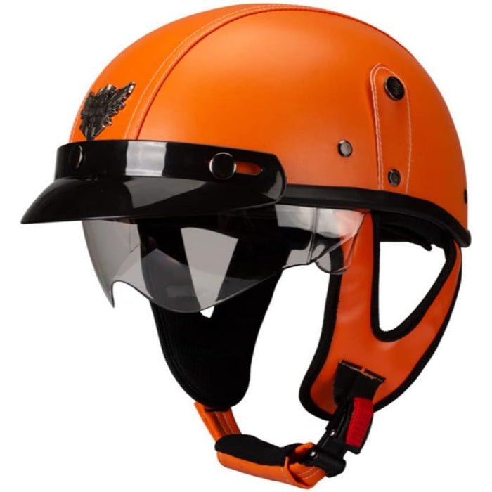 Japanese-Style Retro Summer Half Helmet –Pure Orange-H18