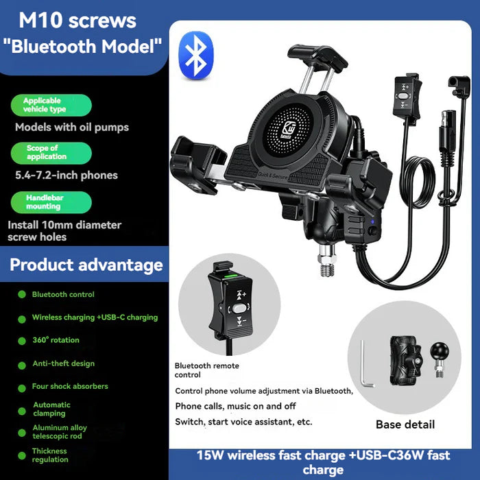 No-blocking camera shock-absorbing anti-theft motorcycle phone holder-S05