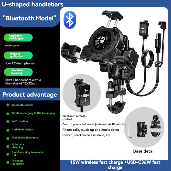 No-blocking camera shock-absorbing anti-theft motorcycle phone holder-S05