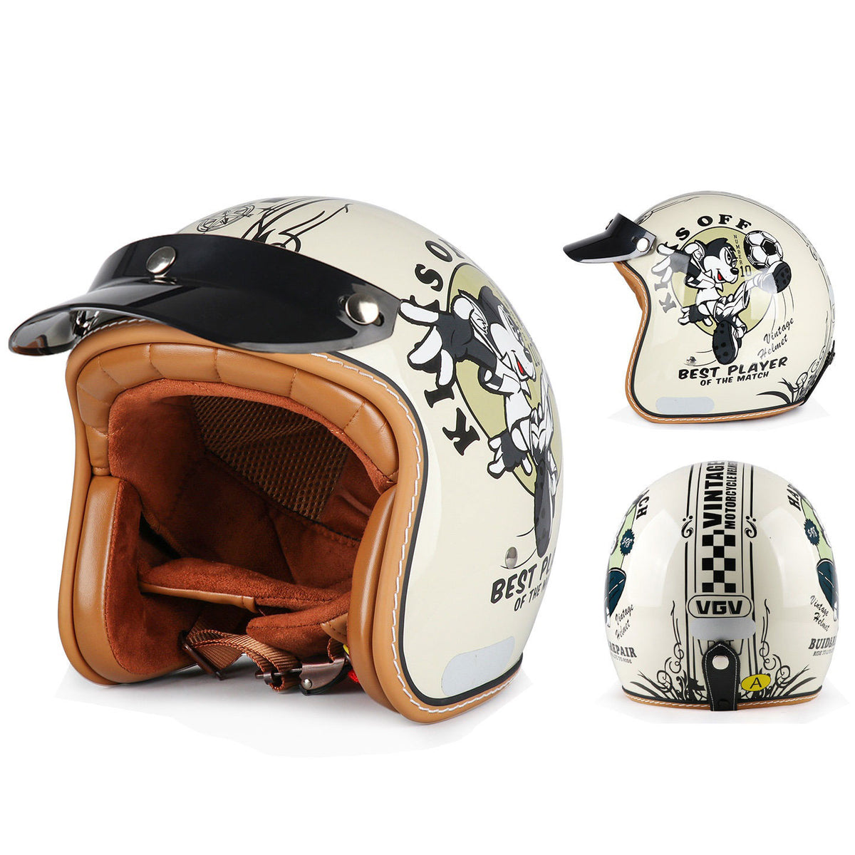 DOT Motorcycle Helmet 3/4 Half Helmet-H39