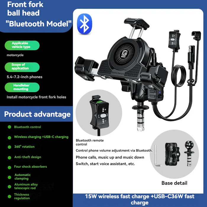 No-blocking camera shock-absorbing anti-theft motorcycle phone holder-S05