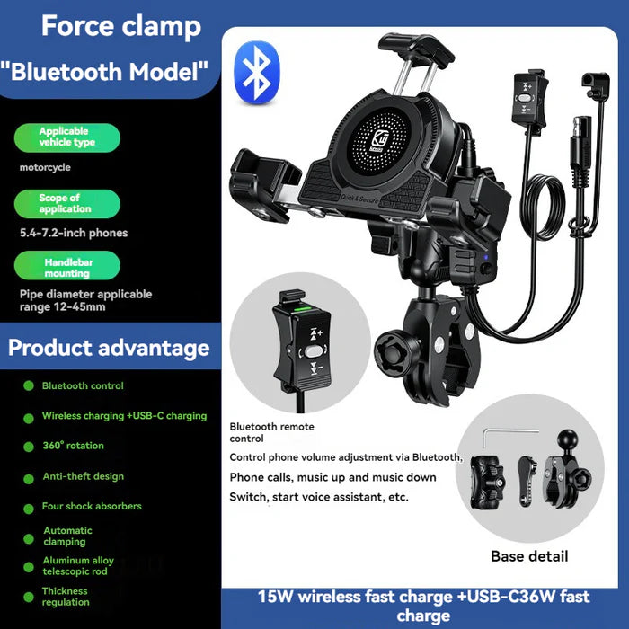 No-blocking camera shock-absorbing anti-theft motorcycle phone holder-S05