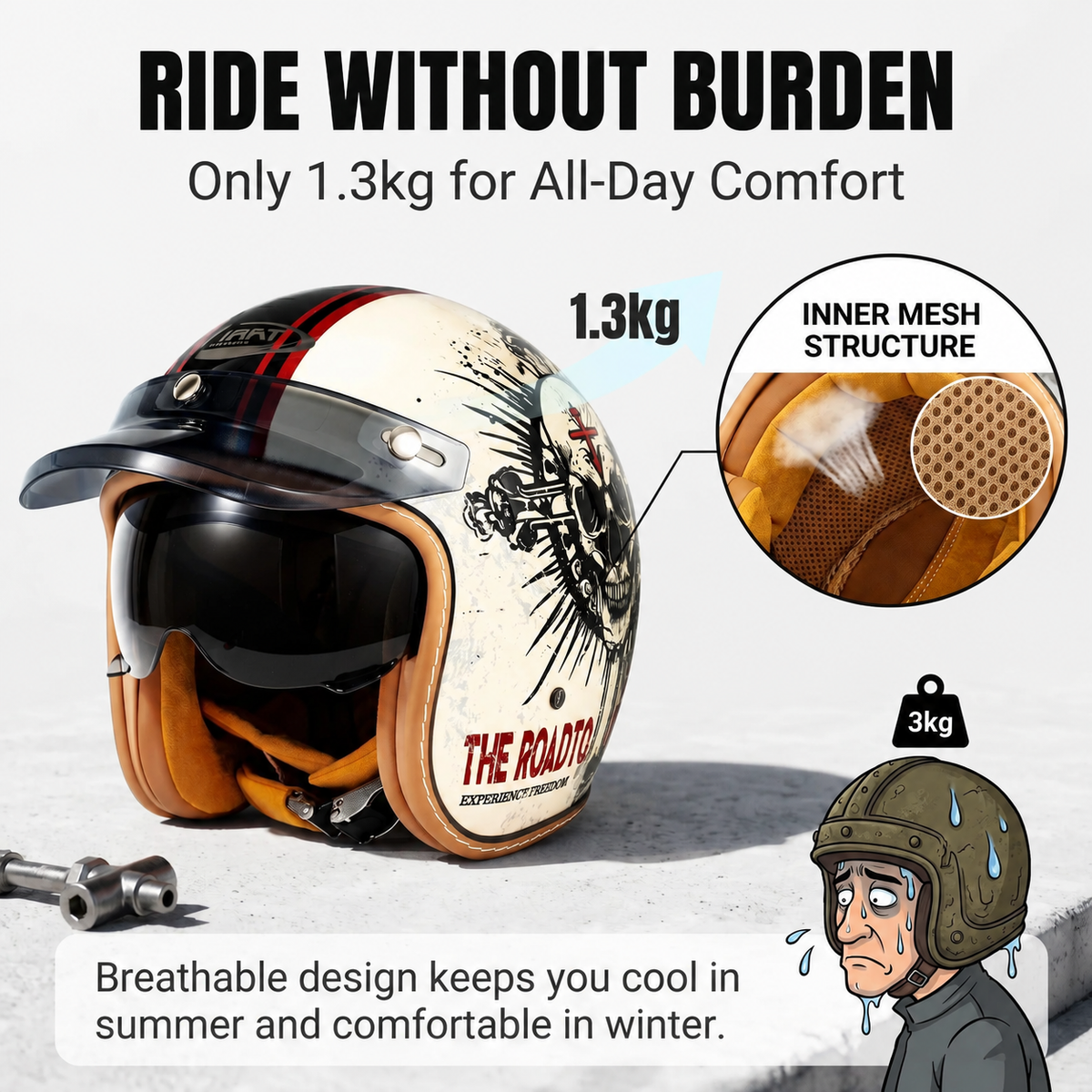 Retro open-face motorcycle helmet- H25