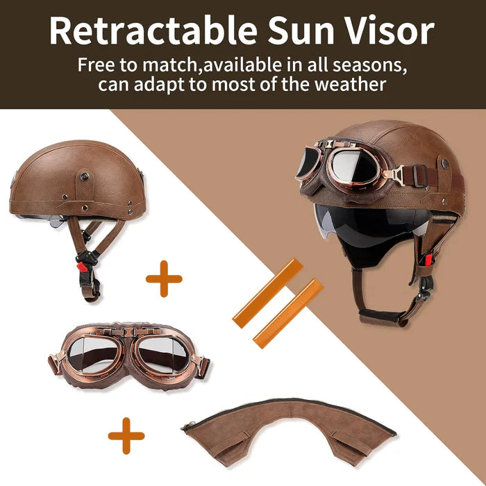 DOT Retro German Style Half Helmet-H02