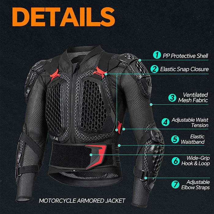 CE-Certified Motorcycle Body Armor – Full Chest & Back Protection (Plus Size)-A01