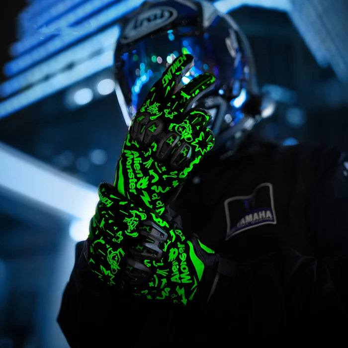 CE Certified Luminous Reflective Cycling Leather Gloves - G01