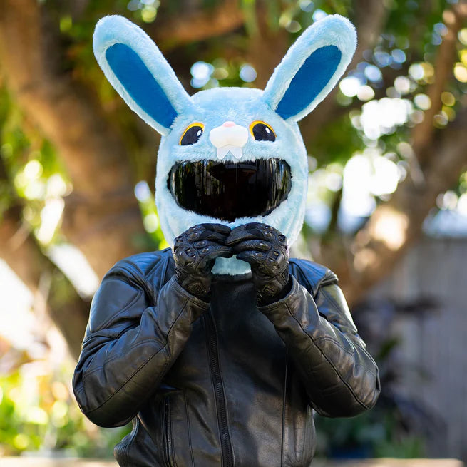 Motorcycle Helmet Cover - Blue Bunny