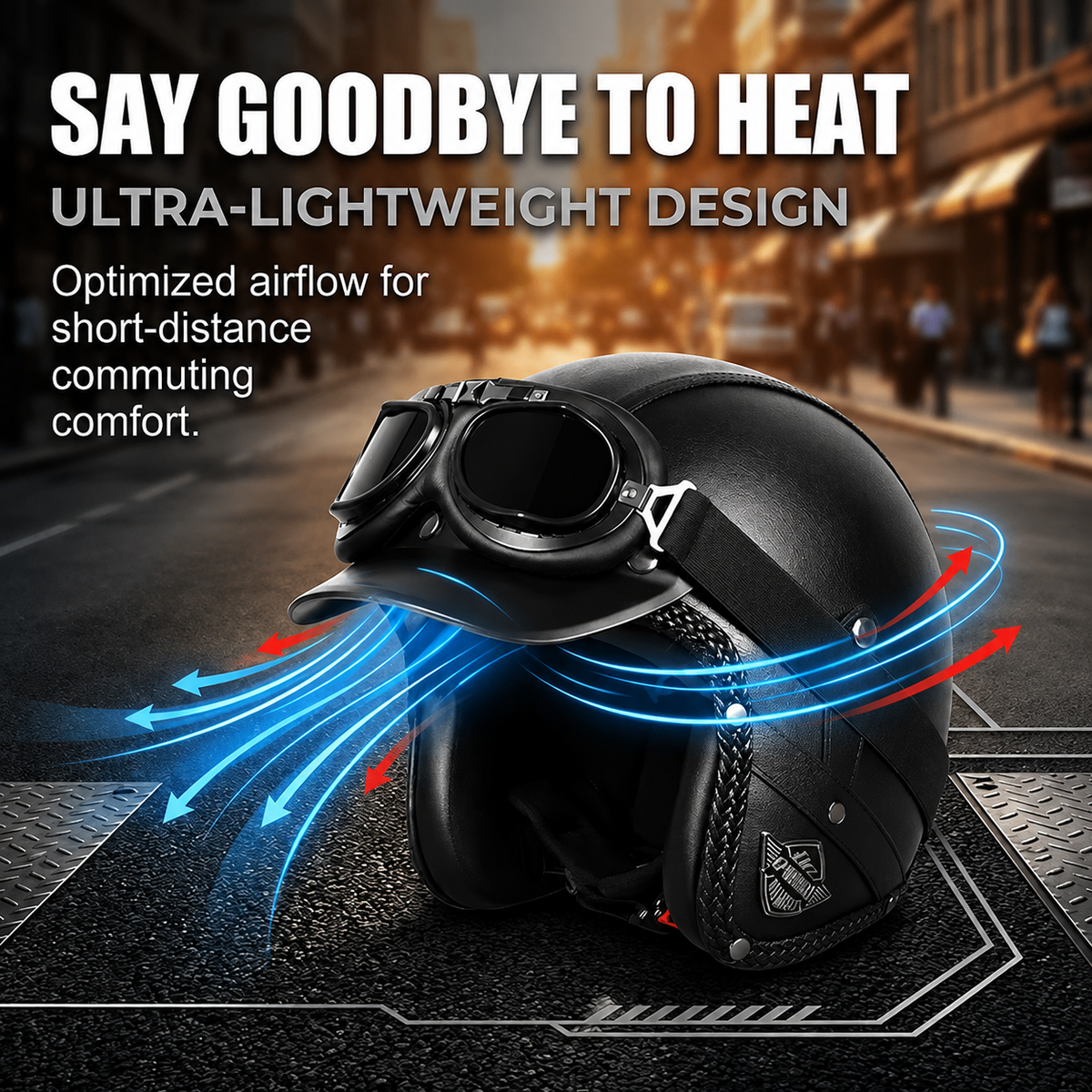 Retro Matte Leather Motorcycle Half Helmet-H25