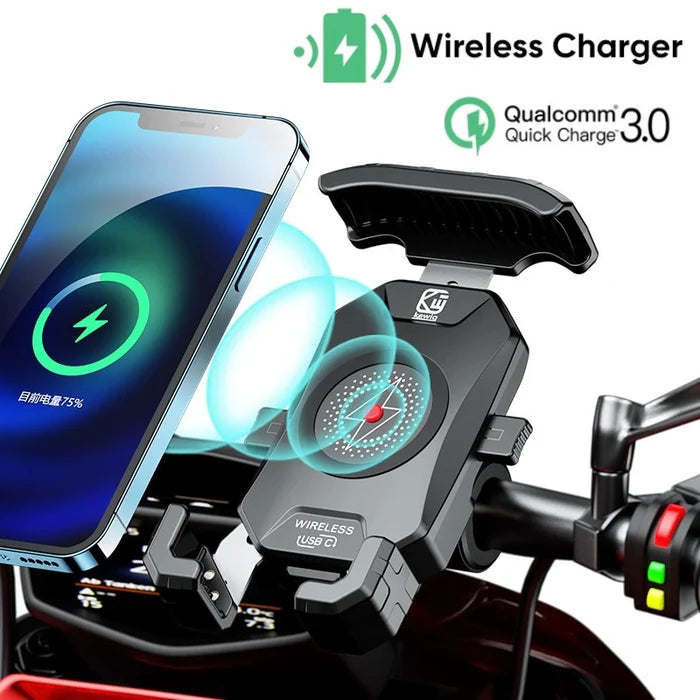 20W Wireless Charging Motorcycle Phone Holder - S03