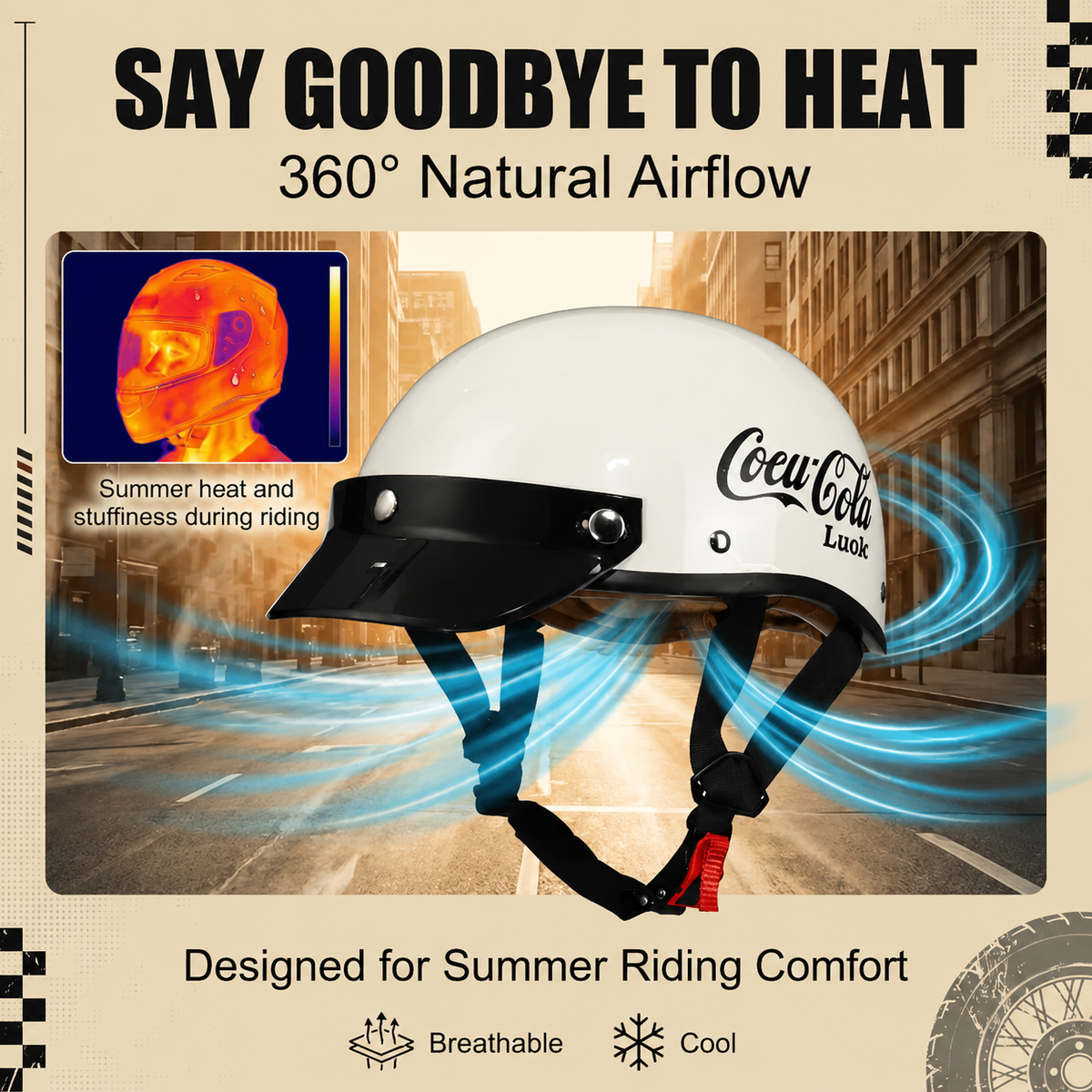 Retro half-helmet, summer travel gear-H48