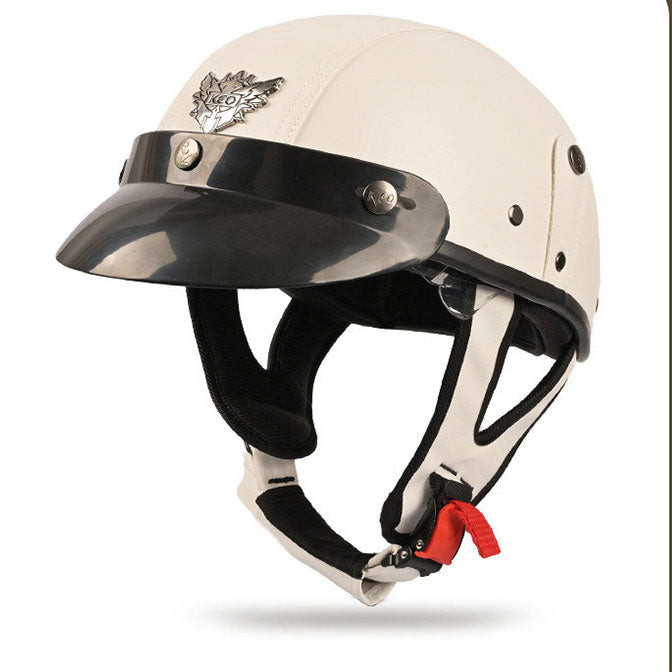 Retro cruiser motorcycle helmet with concealed inner visor-H45